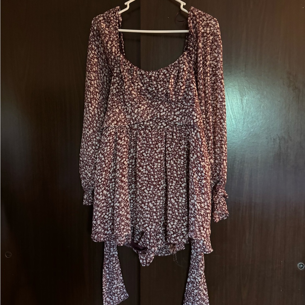 Floral Long Sleeve Women's Romper